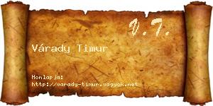 Várady Timur névjegykártya